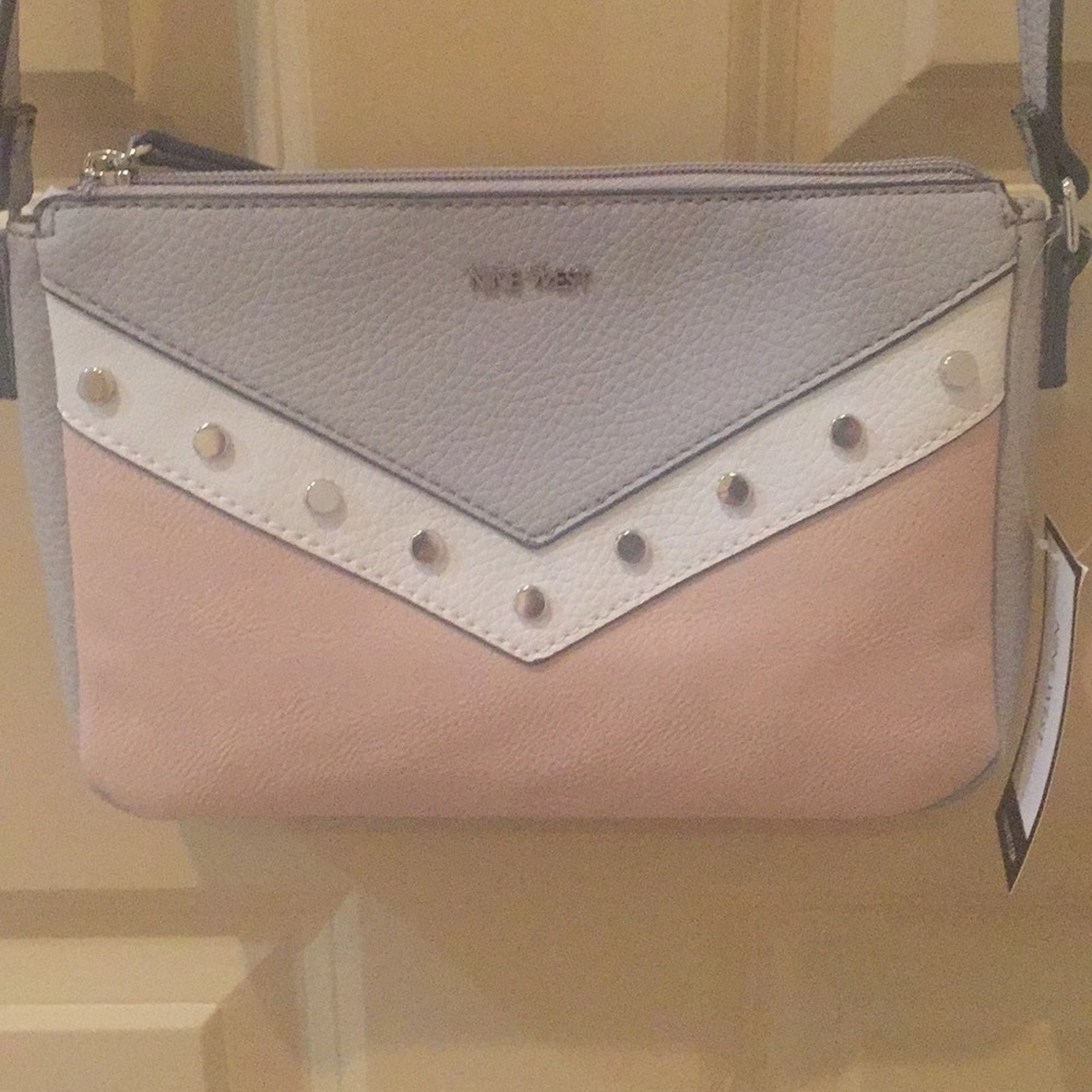 Nine West cross body in blush, cream, & soft gray